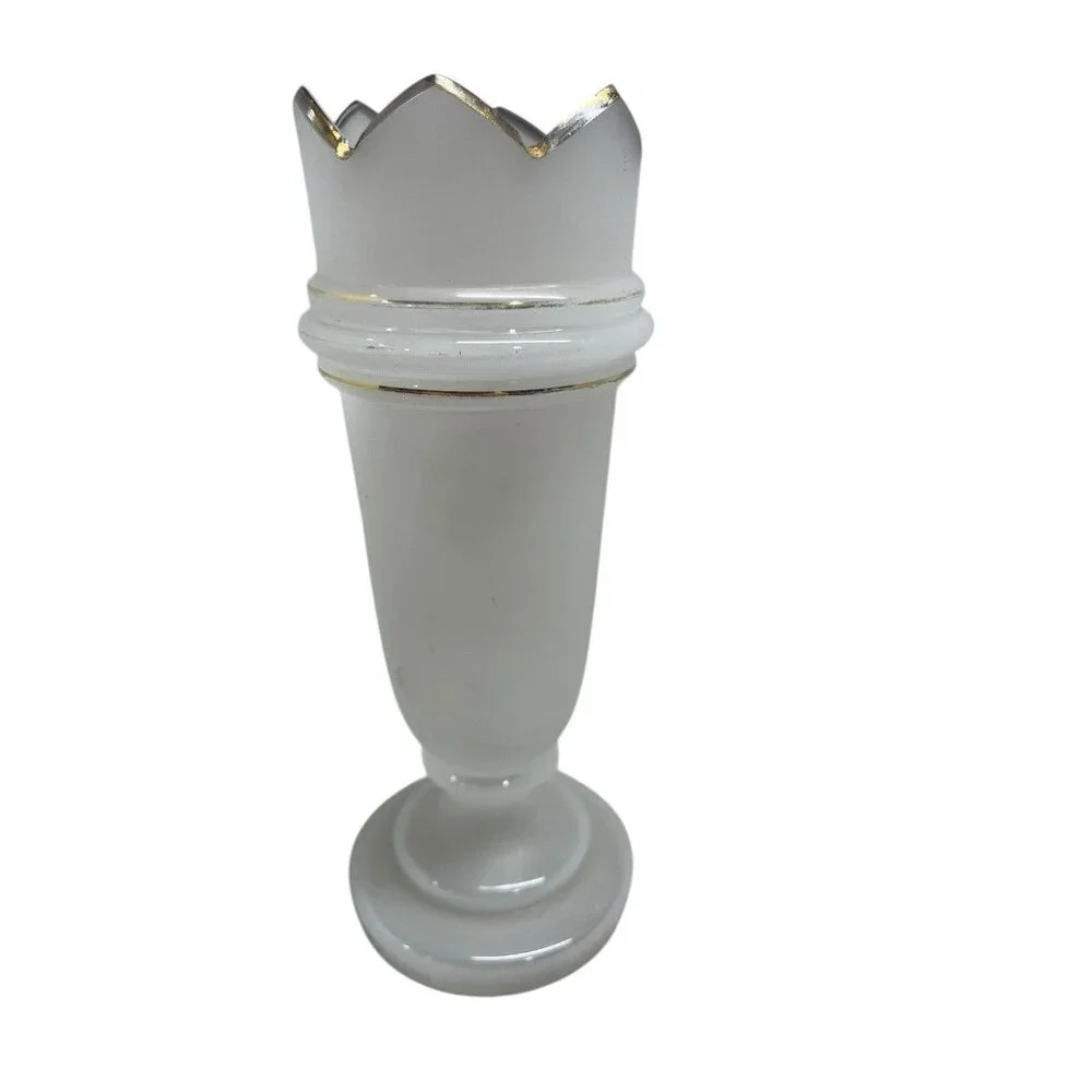 Vintage Victorian White Bristol Glass Vase Stands 7.5